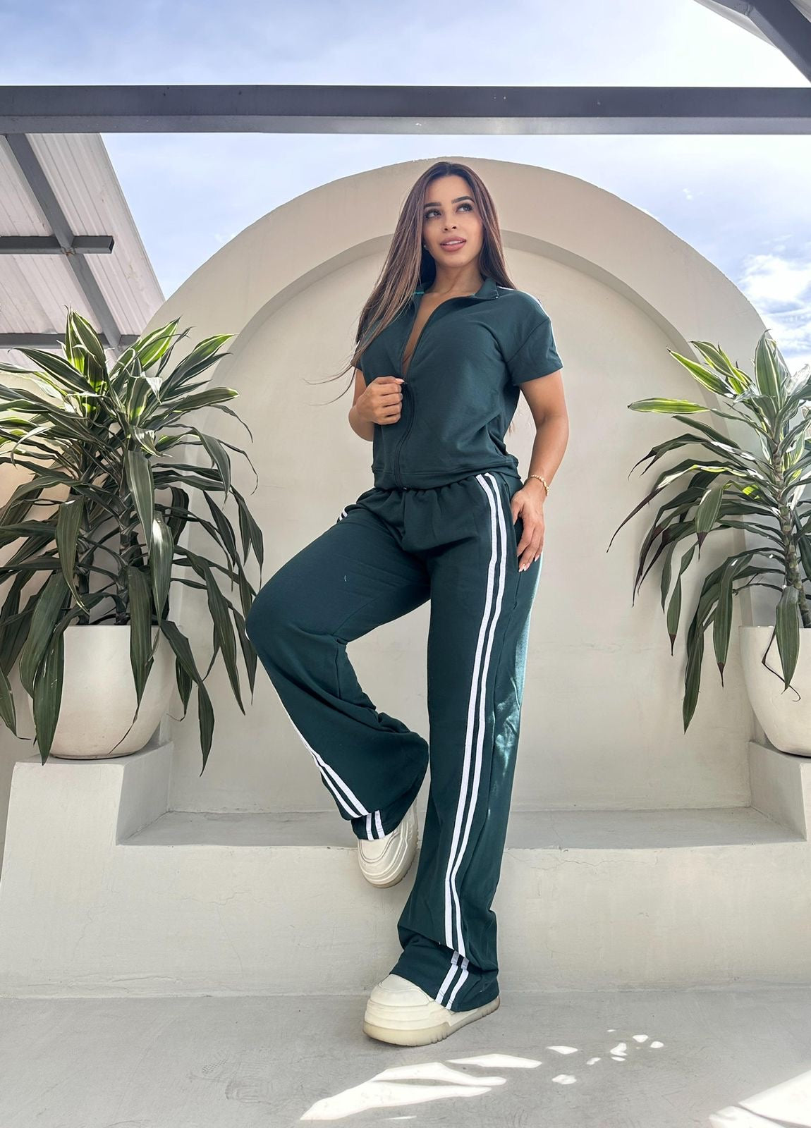 Set zipper manga corta