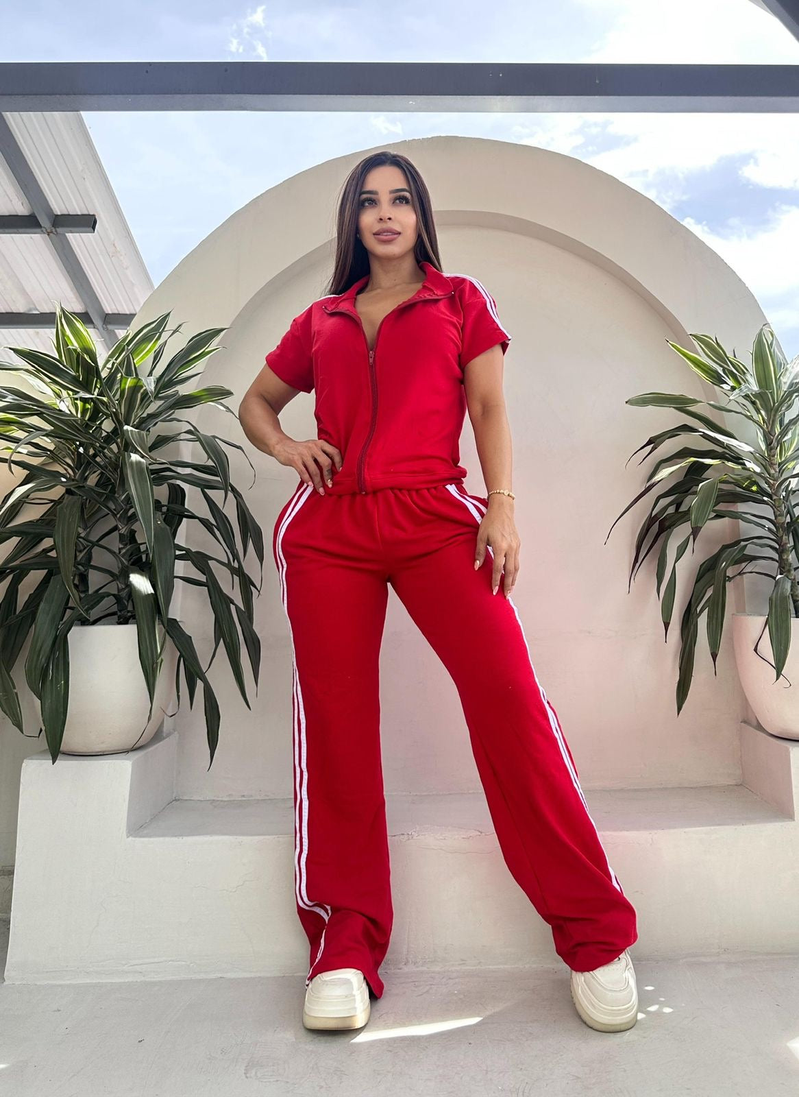 Set zipper manga corta