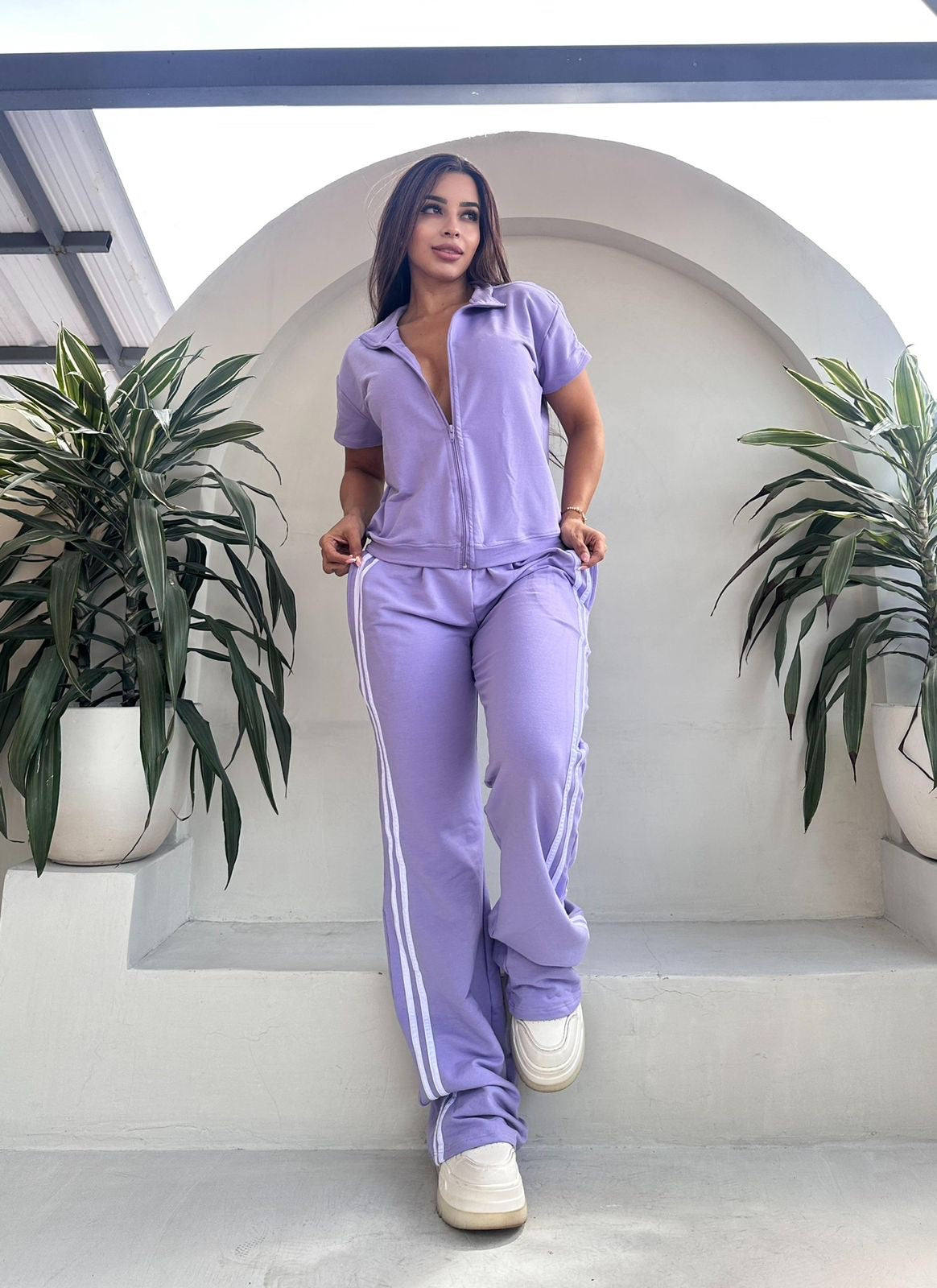 Set zipper manga corta