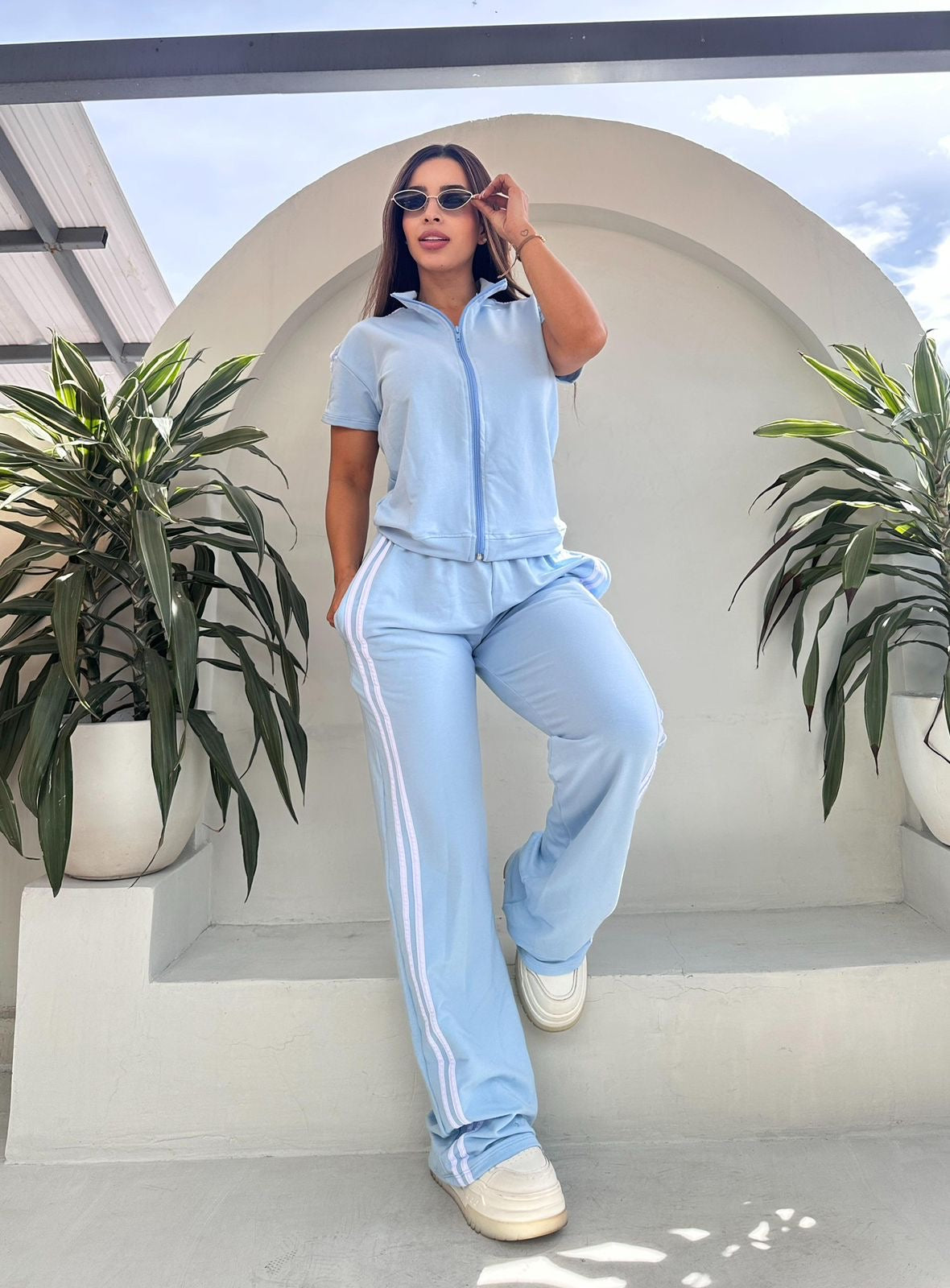 Set zipper manga corta