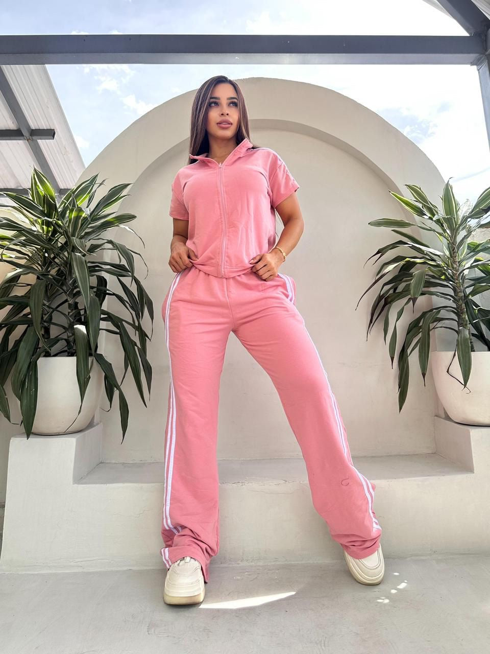 Set zipper manga corta